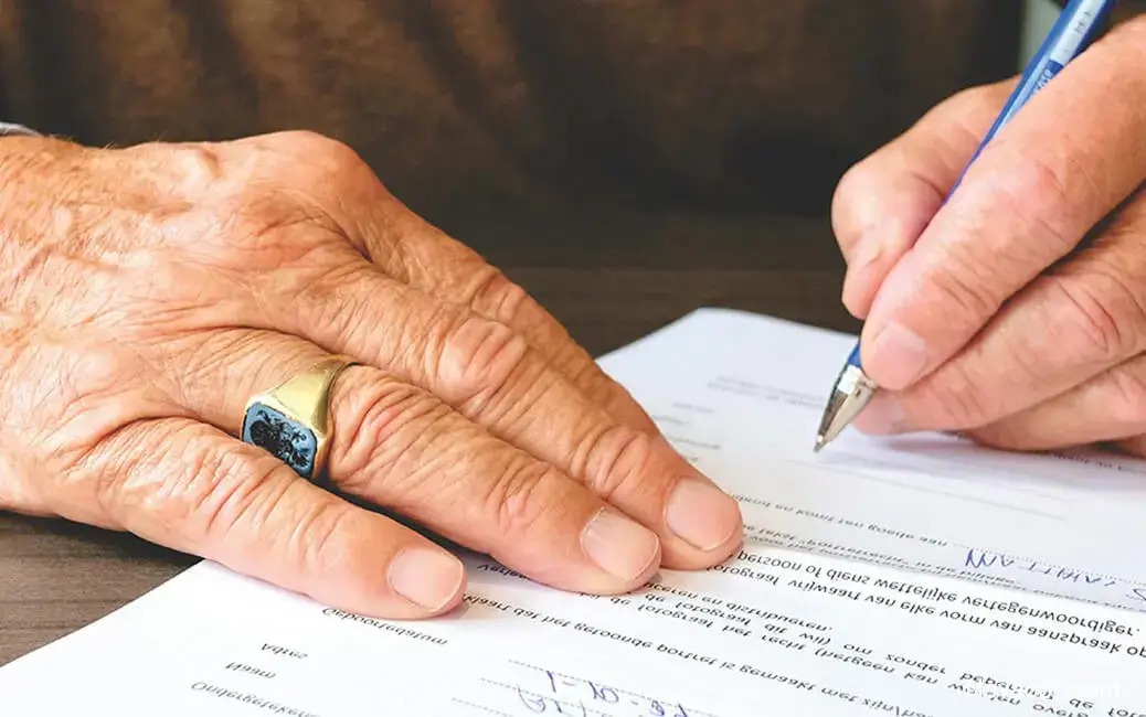 Person signing important business document or contract